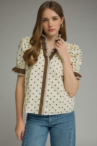 POLKA DOT SHORT PUFF SLEEVE TOP