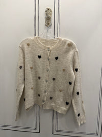 WINNI SWEATER CARDI MULTI SHADE HEARTS SOFT KNIT