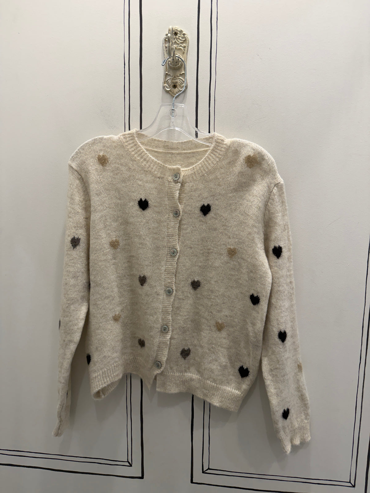 WINNI SWEATER CARDI MULTI SHADE HEARTS SOFT KNIT