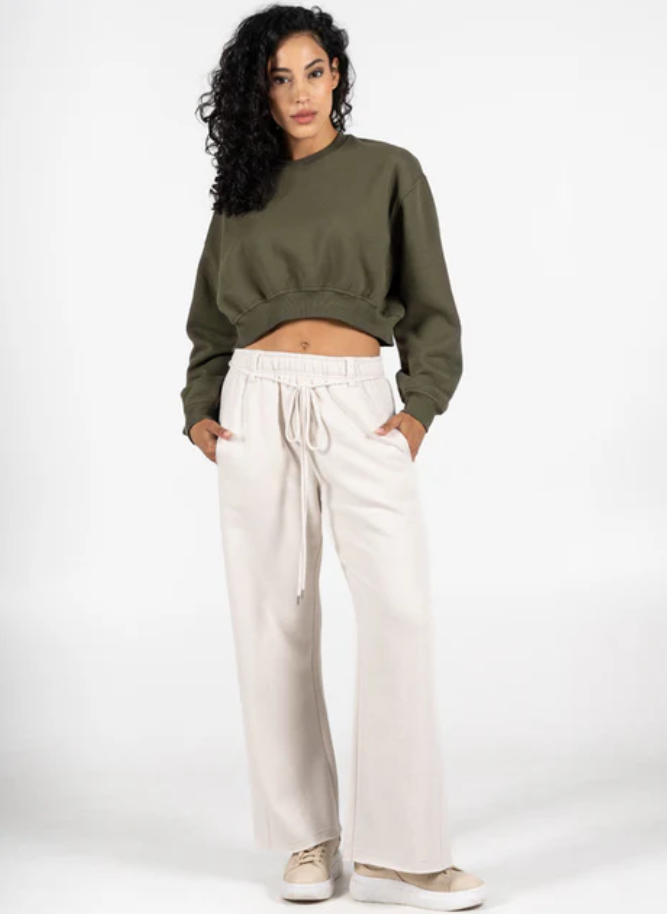 WIDE LEG RECYCLED FLEECE PANTS