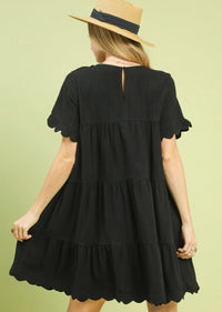 LINEN TIERED BABYDOLL WITH RUFFLE DRESS