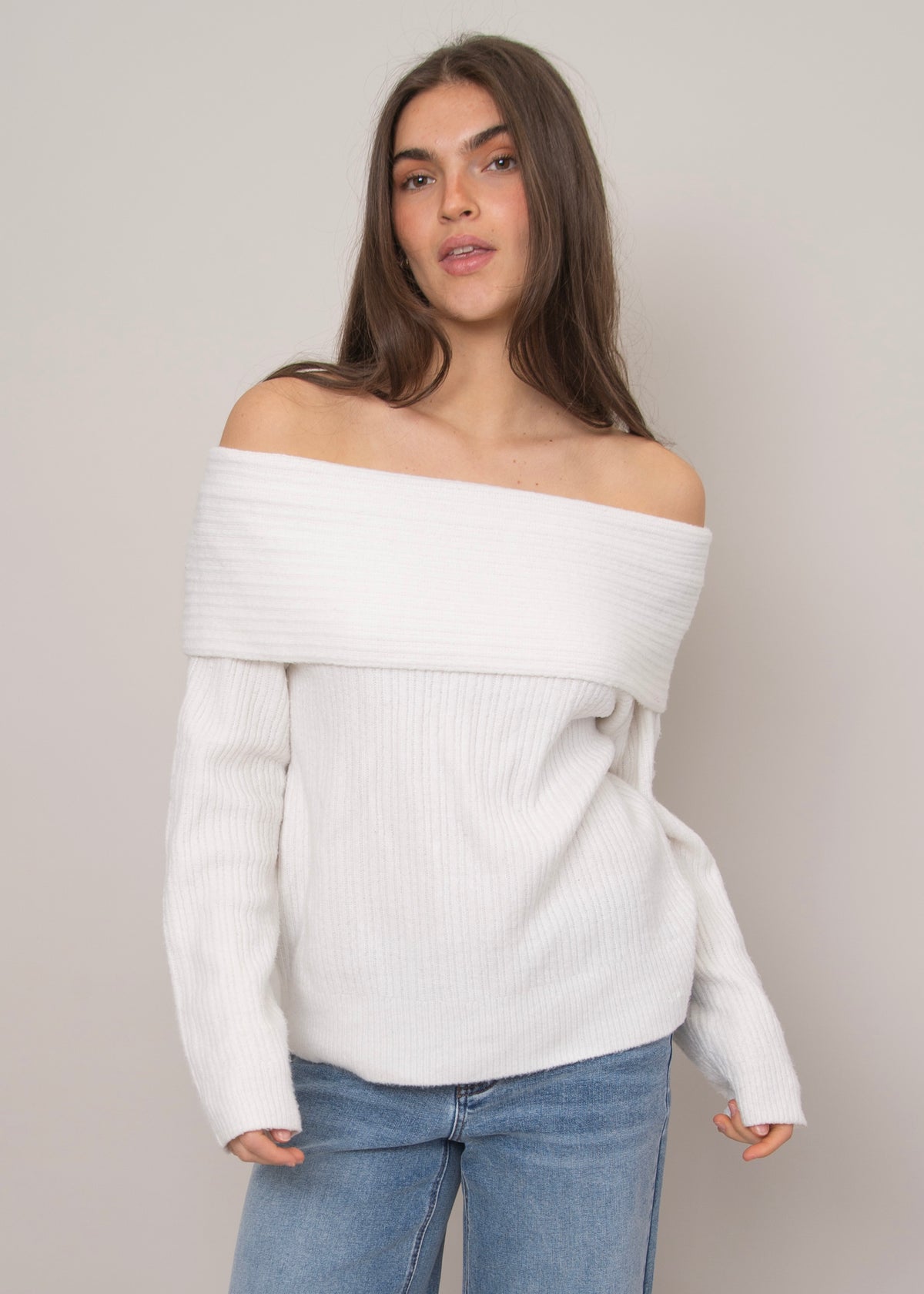 RD SWEATER OFF THE SHOULDER RIBBED