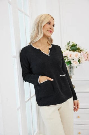 ORANGE SWEATER PARISIAN TRIM