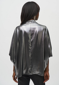 JOSEPH RIBKOFF METALLIC FOIL CHIFFON WRAP TOP