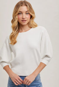 SWEATER PUFF 3/4 SLEEVE KNIT