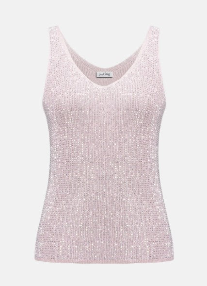 RIBKO TOP METALLIC KNIT CAMI W/ RHIN