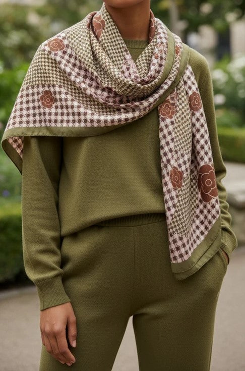 CATH SCARF HOUNDSTOOTH FLOWER