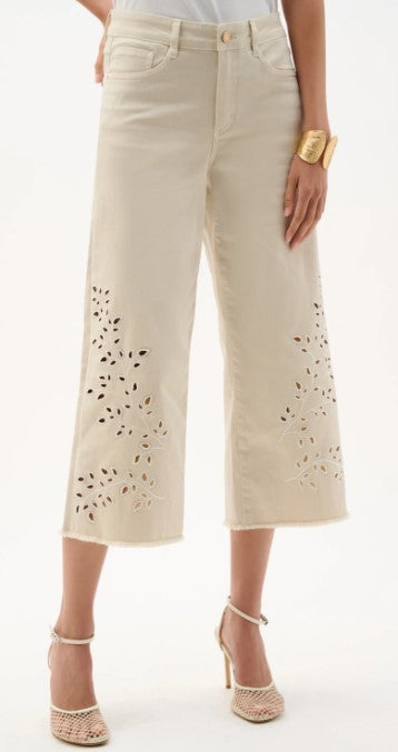 JOSEPH RIBKOFF WIDE LEG EMBROIDERED PANTS