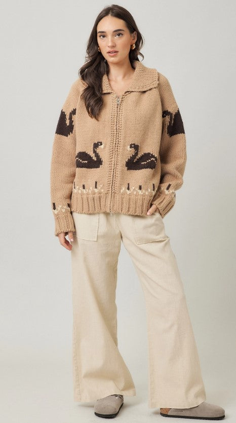 KNIT ZIP UP CARDIGAN