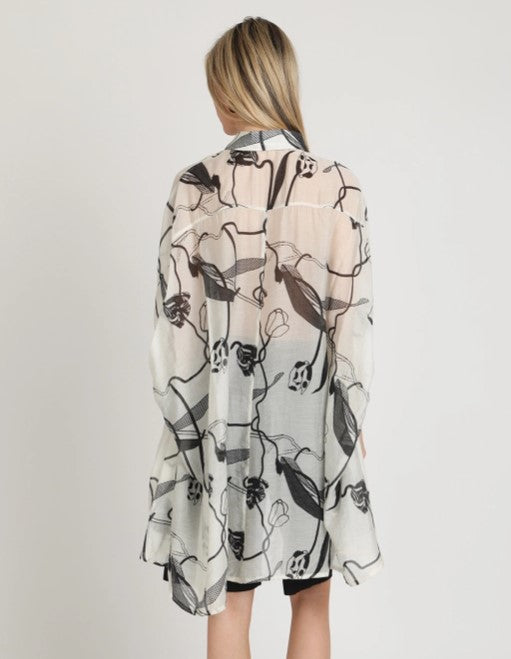 BEULAH TOP ABSTRCT SHEER HI LOW