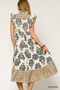 UM DRESS MIX PRINT MIDI