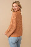 WIDE SLEEVE CABLE KNIT SWEATER