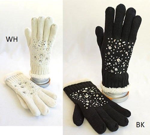 MIXED RHINESTONE GLOVES