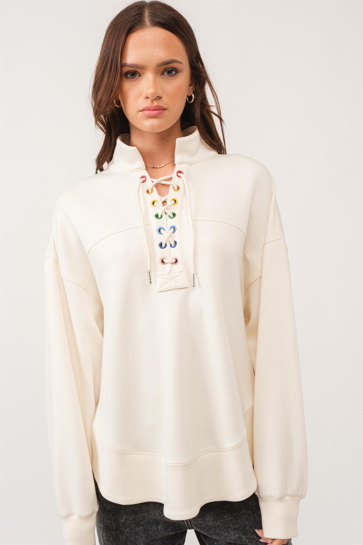 SWEATSHIRT With COLOURED GROMMETS